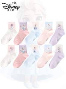 Disney 1/5 pares de calcetines de niños con diseños de dibujos animados, calcetines transpirables para niños y niñas para usar en la escuela/casa, primavera/verano - Multicolor - Ver 2