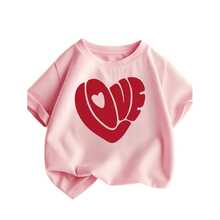 Camiseta Infantil Ombro A Ombro Blusinha Manga Curta Estampada Escrita Love 100% Algodão Premium Camiseta Infantil Para Meninas - Rosa - Visão 2