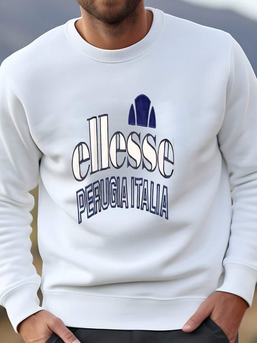 Mens Rare!! Vintage Ellesse Big Logo Spellout Y Pullover Jumper Sweatshirt Sweatshirt - 白色 - 查看 1