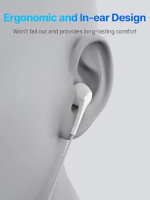 C 型有线耳机，3.5 毫米插孔圆形插头，USB C 耳塞，音频耳机电子通话和音乐低音立体声入耳式耳机耳机兼容 iPad/PC - 白色 - 查看 4