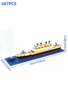 1pc Classic Luxury Cruise Ship Large Scale 3D Assembly Puzzle Model, Creative DIY Stress Relief Building Blocks, Collectible Desktop Decor, Birthday/Halloween/Christmas Gift - Multicolor - View 14