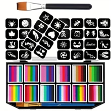 Colorful, Washable Water-Soluble Oil Painting Face And Body Painting Pen Stickers With Brush Sets, Very Suitable For Parties, Birthdays, Halloween And Valentine's Day, And Used In Carnivals - 彩色 - 查看 11