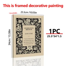 1 件，经典文学艺术印刷品：夏洛特·勃朗特的《简·爱》帆布墙饰，适用于客厅、卧室、办公室、家居装饰、房间装饰、墙壁艺术、海报、带画框的墙壁艺术 - 帆布（可选画框） - 彩色 - 查看 3