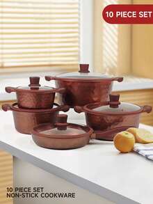 2-10pcs Anti-Scald Non-Stick Pan Aluminum Pot Die Casting Cover Multi-Purpose Kitchen Set,Suitable For Home Kitchen Cooking Pot And Frying Pan,Be Applicable To Gas And Electromagnetic Stove - Multicolor - View 4