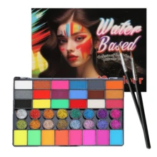 Paleta de colores solubles en agua con 42 tonos, Color de Cara, Maquillaje de Escenario, Maquillaje Dramático, Pigmentos de Pintura de Colores, Secado Rápido, Neon para Halloween, Carnavales, Fiestas Temáticas o Eventos de Maquillaje Artístico - Eliminación Sencilla & Duradera - Ideal tanto para Principiantes como Expertos - color - Ver 8