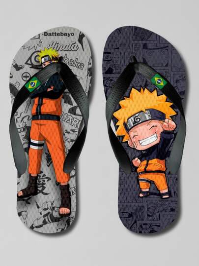 Chinelo de Dedo Masculino Narutoo Mod 2 Tiras Reforçadas Adulto e Infantil