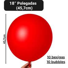Bubble 18 Inch Kit (10 + 10 Balloons) 18 Inch Latex Party Decoration - Red - View 3