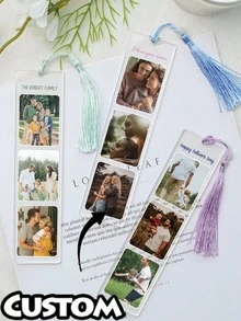 1 pieza Marcapáginas de acrílico transparente personalizado con borla - Accesorio de libro hecho a mano con flores personalizadas, regalo único para lectores - Para amantes de los libros - Regalo de Navidad - Regalo perfecto para mamá, Marcapáginas de acrílico con nombre personalizado, Marcapáginas con foto personalizada, Regalo para lectores, Marcapáginas de acrílico con borla, Marcapáginas con foto de mascota personalizada, Regalo de marcapáginas, Elemento imprescindible para volver a la escuela, Regalo de graduación - Multicolor - Ver 2