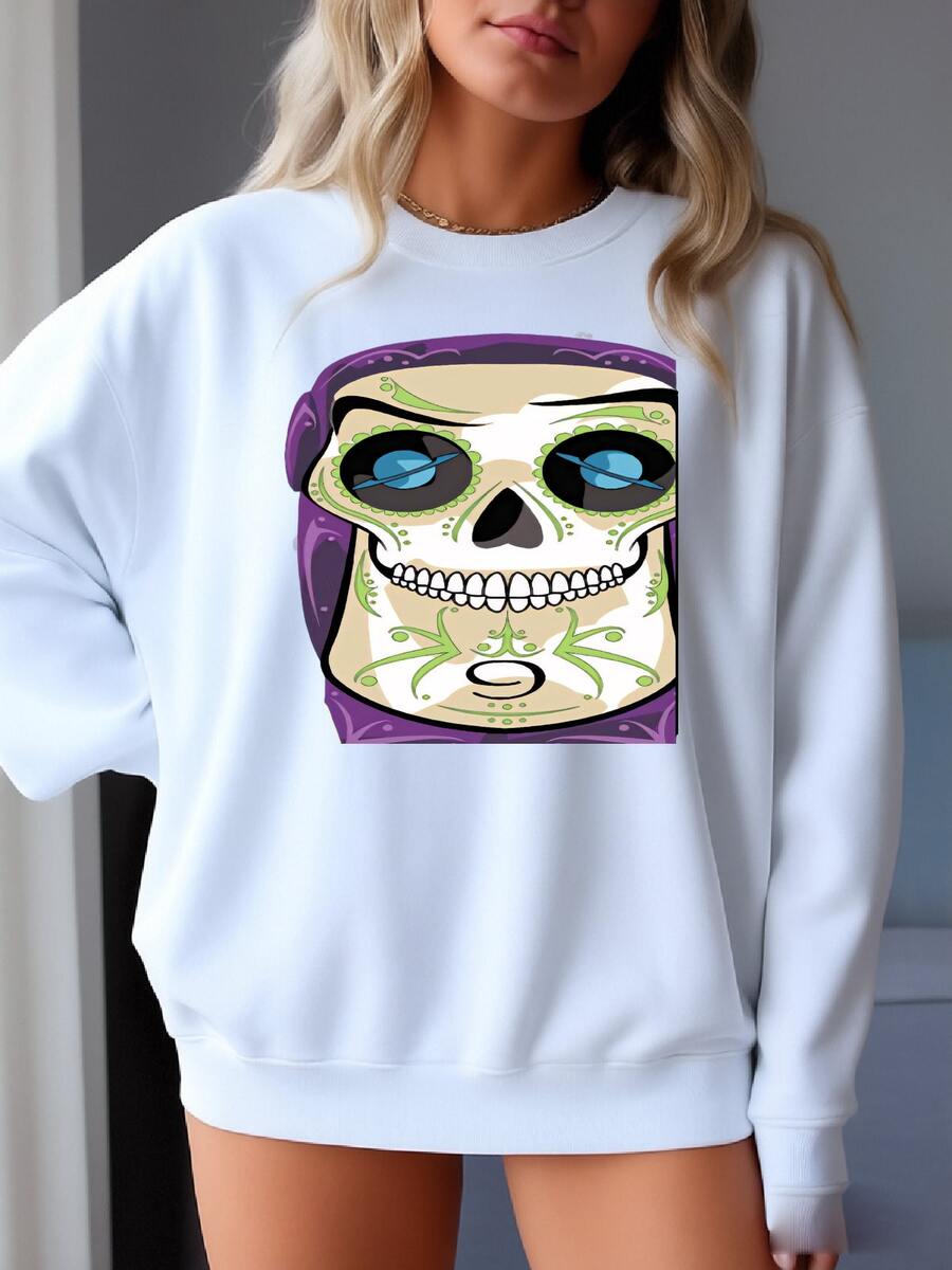 Woody And Buzz Sugar Skulls Print 11x14 Print Sweatshirt - trắng - Xem 1