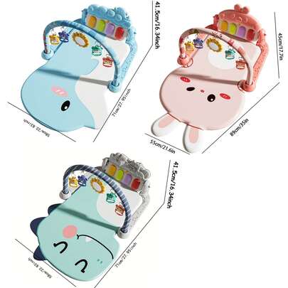 0+ 婴儿钢琴踢踏垫，音乐趣味钢琴玩具垫，带悬挂配件，镜子和踢踏钢琴声光 - 柔软的婴儿俯卧健身垫，适合婴儿、家庭游戏、露营、开发情感、视觉、智力、爬行、动手、抓握、感官、手眼协调、其他能力、互动玩具、听觉