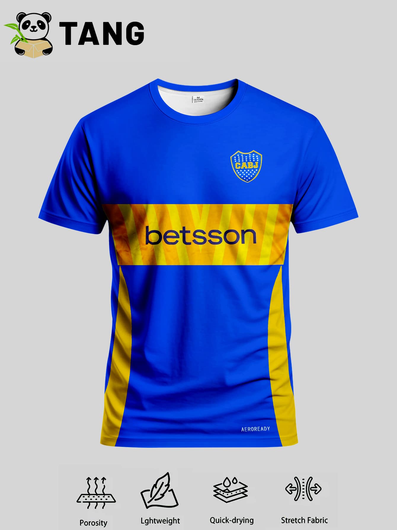 Áo bóng đá Boca Juniors màu xanh & Áo thể thao cổ tròn thoải mái, phù hợp cho thi đấu, tập luyện bóng đá, trang phục thường ngày và ngày lễ, quà tặng