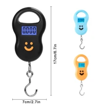 Báscula electrónica portátil multicolor para equipaje, con capacidad para 50 kg, para colgar, con pantalla LCD y función de tara. Adecuada para equipaje, mochilas y material de acampada. Verificación del peso para cumplir con las normas de las aerolíneas + báscula para pesca. - Negro - Ver 3