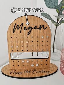 Personalized Jewelry Display Stand, Jewelry Rack, Girls Room Decor, Earring Holder, Acrylic Earring Rack, Jewelry Storage Box, Earring Organizer, Suitable As Gift For Family And Friends, Christmas, Valentine's Day, Halloween, Anniversary, Birthday