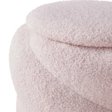 Reposapiés Otomana Redonda Estilo Teddy, con Diseño Moderno Curvado, Puf Auxiliar Mullido con Tapa de Almacenamiento, Decoración Elegante Salón Dormitorio. - Rosa Pálido - Ver 3