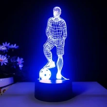 1 件足球运动员造型灯，带 3D 亚克力板、USB 端口、LED 室内夜灯，适用于卧室、床头装饰