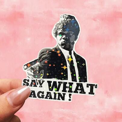 1pc/3pcs ALLENG Pulp Fiction Movie Quote Vinyl Decal Sticker - "Say What Again!" John Woo-Style Jules Winnfield Iconic Line, Waterproof Matte Finish For, Laptops, Windows, Bumpers, Glass & Metal Surfaces - Tarantino Film Fan Gift Scrapbook Supplies Scrapbook Stationery Stickers