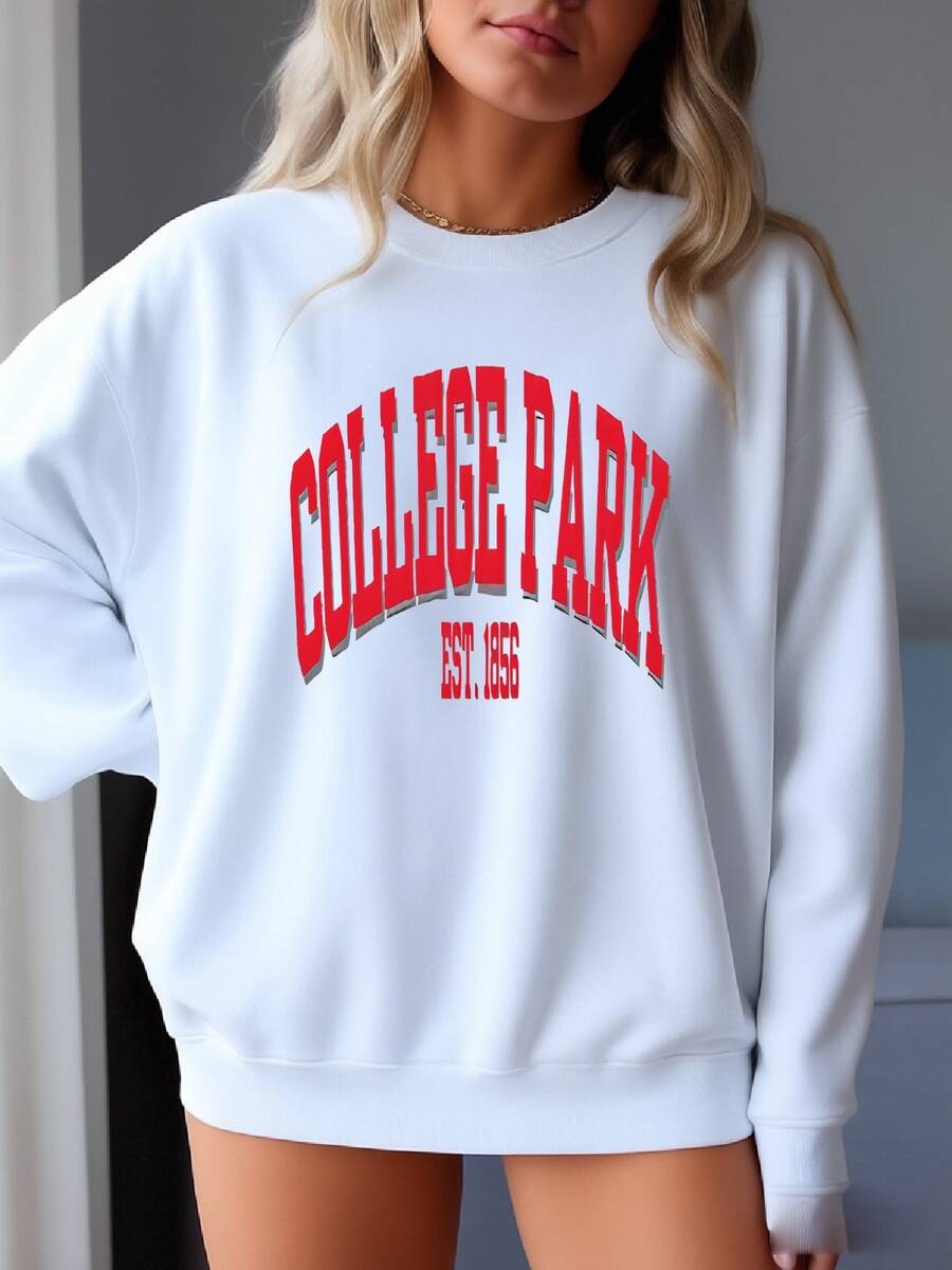 College Park Maryland Sweatshirt, Retro College Crewneck, Vintage University Pullover, Game Day Gift For Students And Fans Sweatshirt - trắng - Xem 1