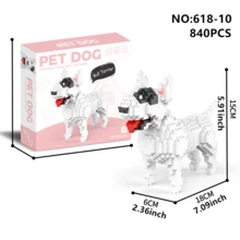 1pc Cartoon Building Block Pet Dog (Dachshund/Husky/Schnauzer/Chow Chow/Bulldog/Poodle/Golden Retriever/Dobermann) 3D Puzzle DIY Creative Educational Building Block Model Home Decor Birthday Gift,Cairn Terrier,Black Labrador,Westie Dog - Multicolor - View 23