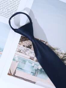 1/3pcs Pre-Tied Necktie, Solid Color Polyester Zipper Tie, Adjustable Tie Suitable For Women's School Uniform, Formal Occasions, Dresses, Christmas Decoration - Multicolor - View 3