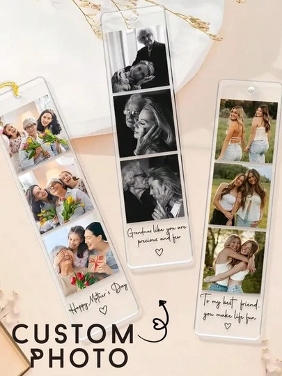 1pc Custom Name Clear Acrylic Bookmark With Tassel - Personalized Handmade Floral Book Accessory, Unique Gift For Readers - For Book Lovers - Christmas Gift - Perfect Gift For Mom, Personalized Name Acrylic Bookmark, Customized Photo Bookmark, Reader Gift, Acrylic Bookmark With Tassel, Customized Pet Photo Bookmark, Bookmark Gift, Back To School Must-Have, Graduation Gift