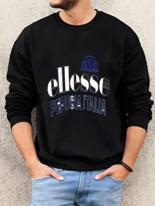 Mens Rare!! Vintage Ellesse Big Logo Spellout Y Pullover Jumper Sweatshirt Sweatshirt - 黑色 - 查看 2