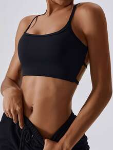 Sujetador deportivo para mujer, top deportivo de espalda cruzada con relleno extraíble, muestra tu hermosa espalda, tops de verano para correr, yoga y gimnasio