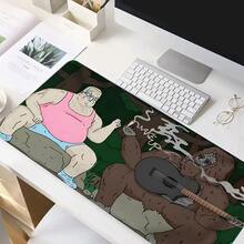 Funny Cartoon Mouse Pad Orangutan Mousepad Extended Desk Mat Non-Slip Rubber Base Stitched Edge Large XL Desk Pad For Desk Laptop Desktop 35.4x15.7 Inch For Home Office Gamer