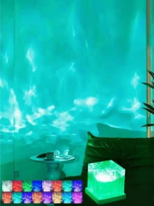 1pc USB Powered Aurora Wave Projection Light - 16 Color Gradient LED Mood Light With Remote Control, Modern Iceberg Design For Home, Office, Bar And Underwater Night Scene Decoration, Ambient Lighting - Multicolor - View 6