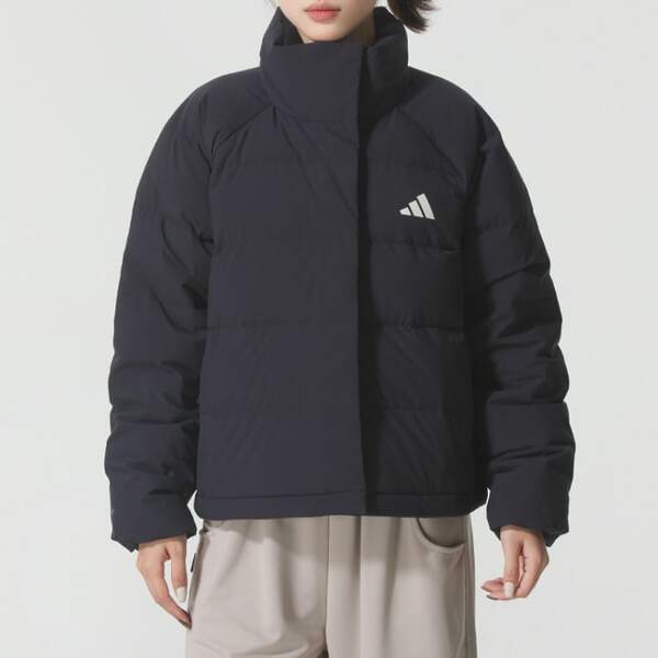 Adidas Chaqueta de plumón de pato adidas Helionic RLX de manga corta y cuello alto con cremallera para mujer KH3974