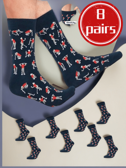 3/8 Pairs Men's Funny Crew Socks, Personalized Jacquard Golf Socks, Elastic Soft Unisex Socks, Fashionable Funny High-End Gift Sports Socks, Suitable For Men And Women, All Seasons