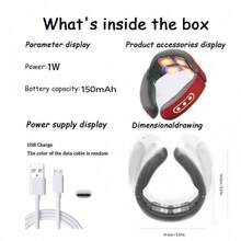 EMS Electric Neck Massager, Neck & Shoulder Massage, Spine Relaxation, Auto Heating Therapy, Pain Relief, Rechargeable