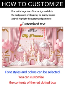 1 tấm banner trang trí tiệc sinh nhật công chúa tùy chỉnh với tên và năm, chất liệu polyester màu hồng, kiểu lâu đài cổ tích, dùng làm phông nền chụp ảnh, có 3 kích cỡ, banner Chúc mừng sinh nhật cá nhân hóa, phù hợp cho bàn bánh kem, tường nhà, trang trí ngoài trời. - Nhiều màu 3 - Xem 4