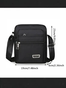 1个简约时尚单肩包，男士休闲单肩包，简约斜挎帆布手提包，带侧袋 - 彩色 - 查看 8