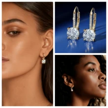 Ladies' Earrings, Elegant Earrings, Christmas Jewelry, Ladies' Christmas Jewelry, Thanksgiving Earrings, Crystal Earrings, Diamond Studded Earrings, A Mixed And Matched Diamond Studded Earring Designed With High Transparency Crystal Stone, Is An Economical Gift For Girlfriends/Seniors On Valentine's Day/Christmas/Thanksgiving, - Vàng - Xem 6