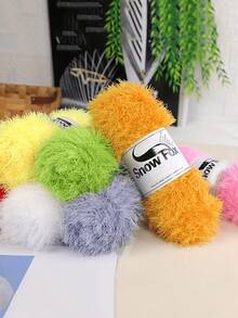 500克/包 人造毛绒纱线，手工睫毛纱线，适合编织外套、睡衣、围巾、帽子、披肩、背心等，蓬松柔软，100%涤纶材质。 - 彩色 - 查看 1