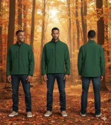 THEGEWA Men's 340gsm Softshell Thermal Jacket With Fleece Lining, Functional Design And Full Zip, 11 Colors Available, Perfect For Outdoor Use And Customization - Available S To 3XL - MARNAULA - Dark Green - View 6