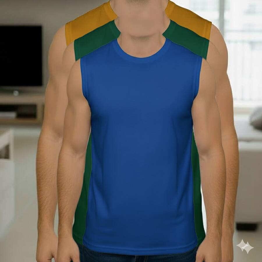 3 Piezas Playera sin Manga Casaca Tirante ancho para Hombre Unitalla Negra y Colores Aleatorios - Aleatorio - Ver 1