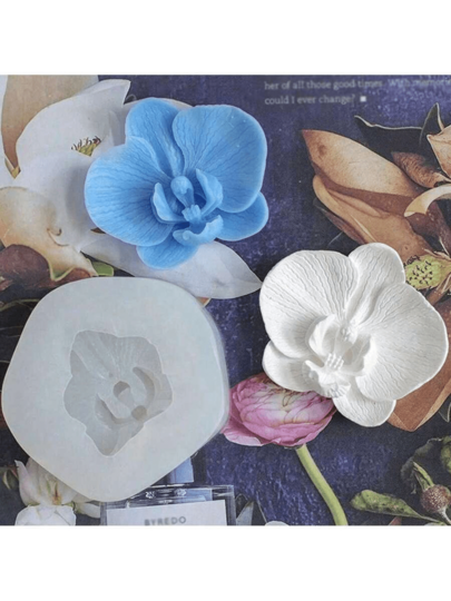 1pc New Rose Shape Silicone Mold, 3D Butterfly Orchid Flower Soap Candle Decoration Tool Moulds, Resin And Polymer Clay Craft & DIY Decorations, Handmade Gift Making Supplies For Wedding Graduation Birthday Party Decor, Random Color