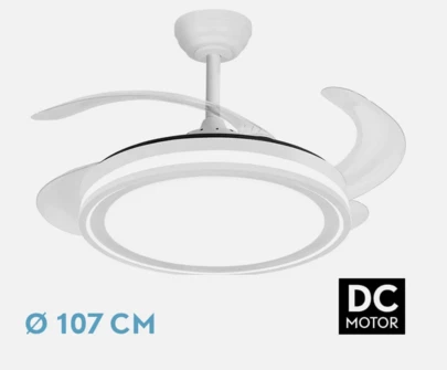  FABRILAMP ABRILA Ventilador  Dc Bandido 59w Blanco 4aspas 107d 5900lm 3500-4000-6500k Remoto Y Temporizador Incluye mando a distancia y dos tijas de 10 y 25 centímetro Productos originales calidad de confianza