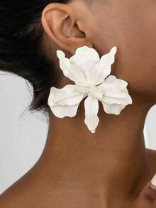 1 Pair Fashionable 2025 New European & American Cross-Border Jewelry Enamel Petal Earrings, Exquisite Design, Suitable For Women's Party, Daily Wear, Valentine's Day, Wedding, Travel, Mother's Day