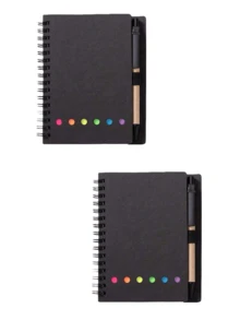 1/2/5pcs Notebook Set With Pen Holder And Random Color Index Stickers, Suitable For Study And Office Use, Random Memo Pad, Sticky Note Set School Supplies - Black - View 14