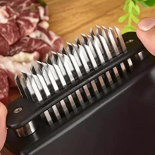 1pc/2pcs Stainless Steel 48-Needle Meat Tenderizer, Kitchen Tool, Boxed Packaging - Black - View 9