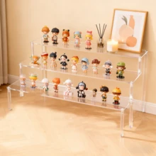 1件 50x8cm (19.69x3.15in) 透明壓克力多層展示架，多層展示架，適用於小型公仔、珠寶、化妝品、聖誕商店展示櫃、居家裝飾收納架、零售貨架 - 彩色 - 查看 6