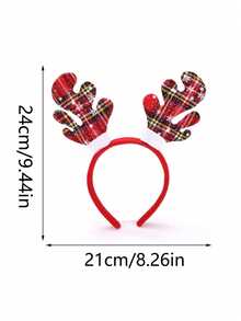 1 pieza Diadema de mujer con diseño de ciervo con cuernos de copo de nieve no tejido en color rojo, elegante y adorable, adecuada para disfraz de Navidad o uso diario