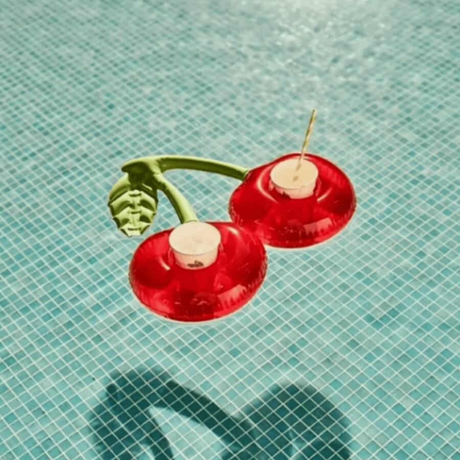 1pc, Cherry Shaped Double Floating Cup Holder, Inflatable Pool Beverage Float, Suitable Pool Parties And Entertainment, Pool Party Partner - 1pcs - 查看 1