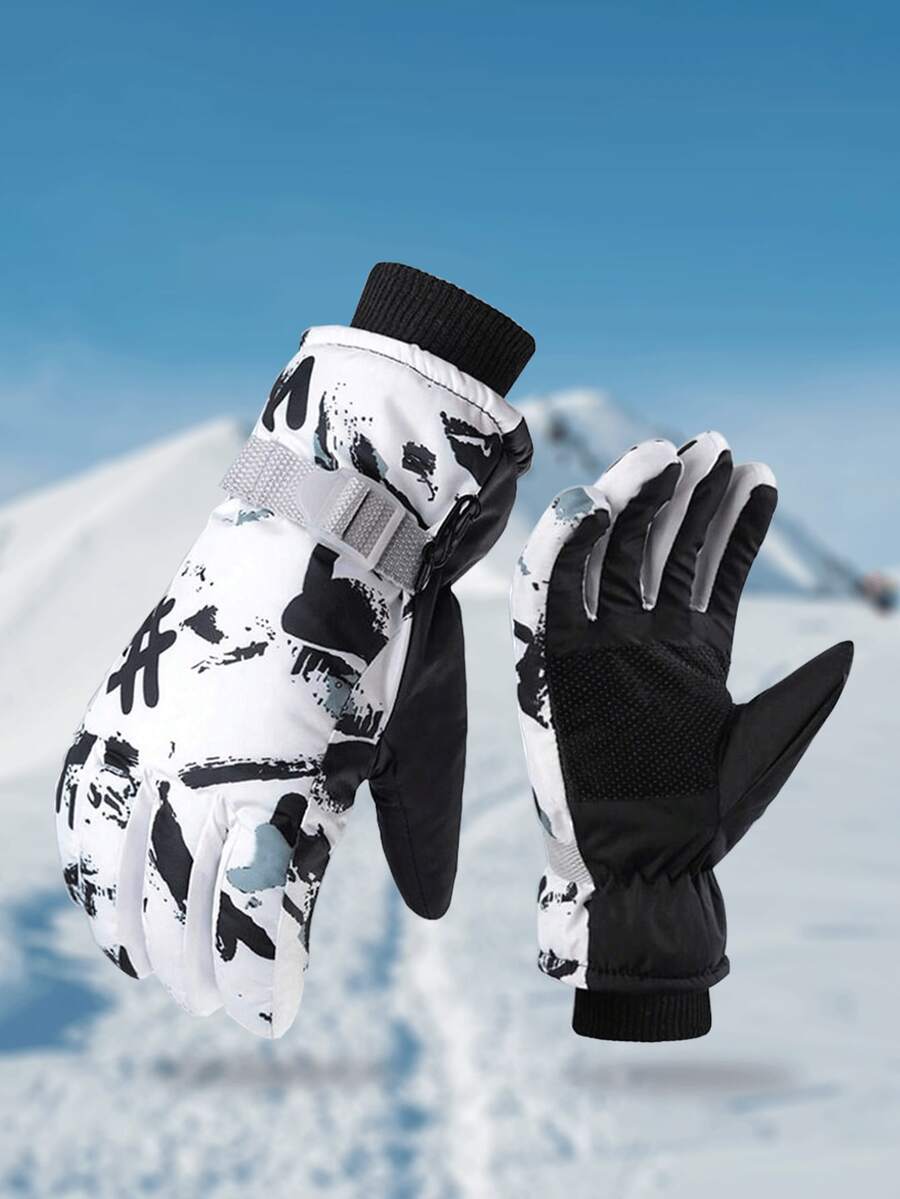 Warm Windproof Motorcycle Gloves, Unisex Thermal Ski Gloves For Riding