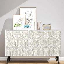 1 Roll Bohemian Style Self-Adhesive Wallpaper - Vintage Geometric Floral, Peel And Stick Wallpaper, Waterproof And Removable Decorative Sticker, Suitable For Living Room, Bedroom, Background Wall, Cabinet, Bookshelf, Furniture Renovation, Hostel Entrance, Corridor, DIY Transformation - Multicolor - View 9