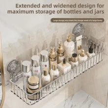 Suction Cup Bathroom Shelf, Wall-Mounted Hole-Free Mirror Storage Rack, Suitable For Bathroom, Vanity, Cosmetics Storage, Easter Decoration, Home Kitchen Bathroom Renovation Supplies Bathroom Accessories - Multicolor - View 8