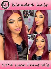 Gemischtes Haar ist aus Echthaar vermischt mit synthetischen Fasern und Proteinfilamenten hergestellt. Synthetische Lace Front Perücke, gerade synthetische Perücke 13x4 Lace lange gerade Lace Front Perücke ohne Kleber für Frauen, mit Baby-Haar vorausgerupft, hitzebeständig, klebefrei, schwarze Perücke für den täglichen Gebrauch Bob (15-40cm)