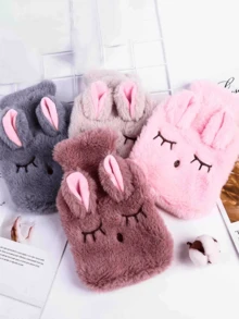 1 Pc Plush Rabbit Hot Water Bottle, Soft And Warm Hot Water Bottle For Winter, Back-To-School Supplies, Halloween, Christmas, Valentine's Day Gift - Multicolor - View 2